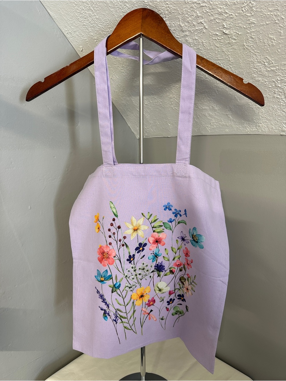 Lavender Floral Tote with Colorful Wildflowers
